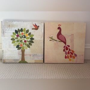 Nursery Wall Art from Anthropologie Oopsy Daisy canvas tree and peacock set of 2